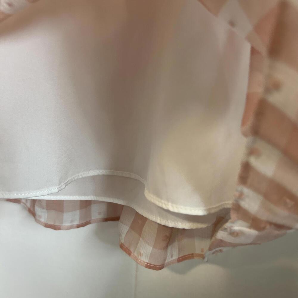 Nanette Lepore Pink Checkered Sheer Tiered Baby Doll Dress Women's Size 4 - Picture 3 of 6